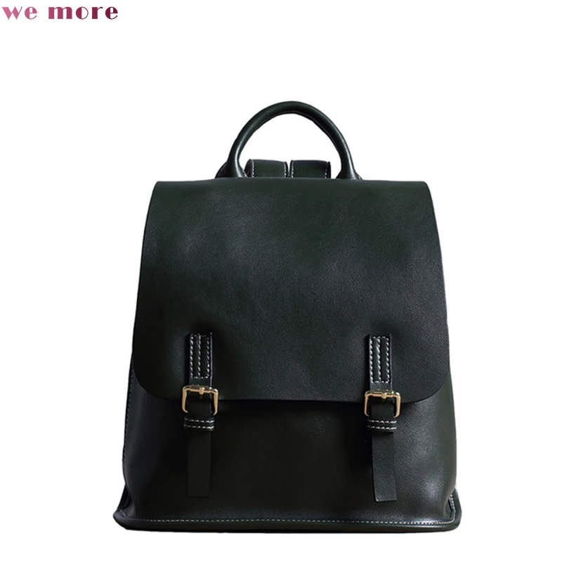 

We More Upgrade 2018 Genuine Leather Backpack Women Bag Oil Wax Cow Leather Vintage Backpacks Female Back Pack Casual Shoulders