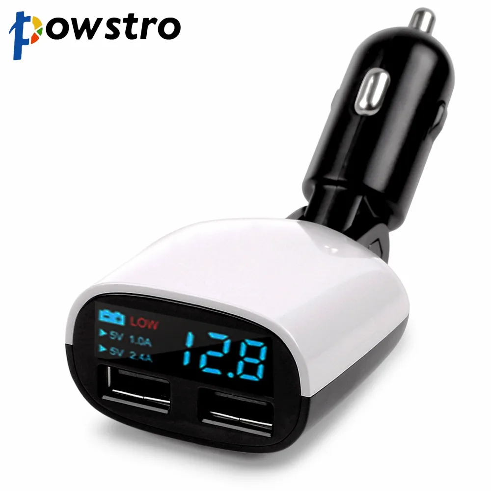 

Powstro LED Display Car Charger Adapter 5V/3.4A Dual USB Charging Voltage Current Monitor for Tablet Mobile Phone Charger