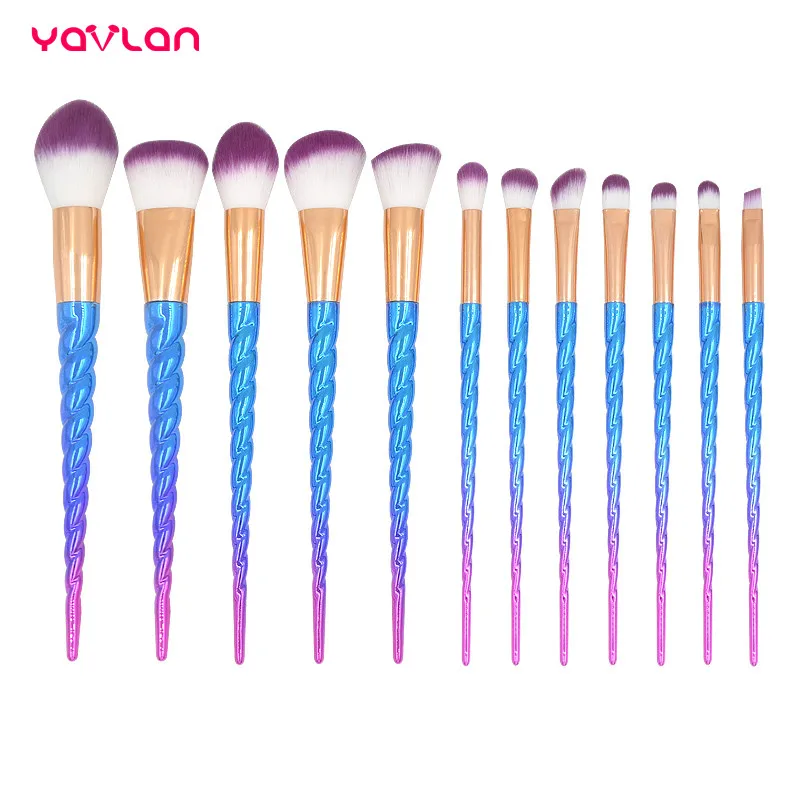 

Yavlan 12pcs Diamond Unicorn Makeup Brushes Foundation Eye Shadow Eyebrow Lip Eyebrow Smudge Brush Nasal Shadow Brush Kits