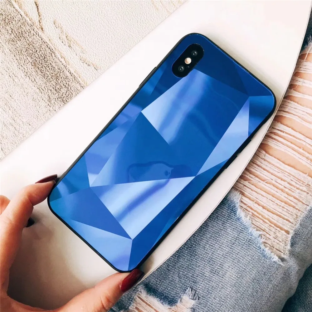HUANQING Luxury 3D Rhombic Phone Case for iPhone 6 6S Plus 8 7 Plus Fashion Simple Bling Diamond Cover  for iPhone X Xs Max XS XR Case07