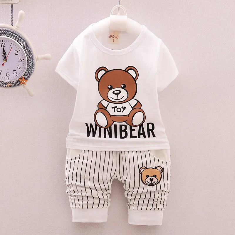 

Baby Clothes Toddler 2019 Boys And Girls Summer Clothing Fashion Cotton Bear T-Shirt + Shorts Children Bebes Jogging Set 0-4Y