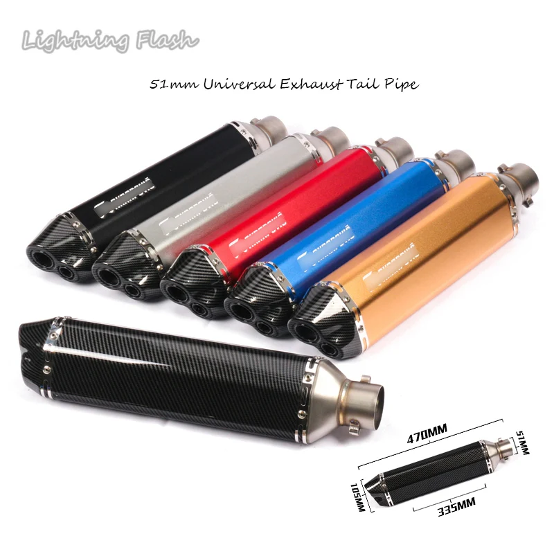 38 51MM Universal Motorcycle Exhaust Tail Tip Pipe Motorbike Refit