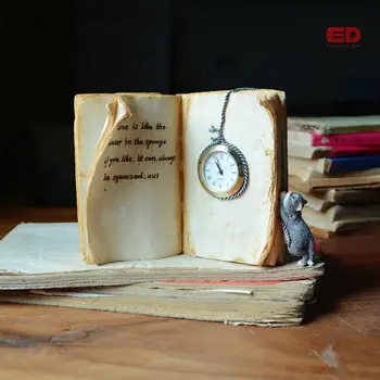 

EVERYDAY COLLECTION Creative Book Resin Available Clock Fairy Mini Garden Furniture Outdoor Ornament Desk Landscape
