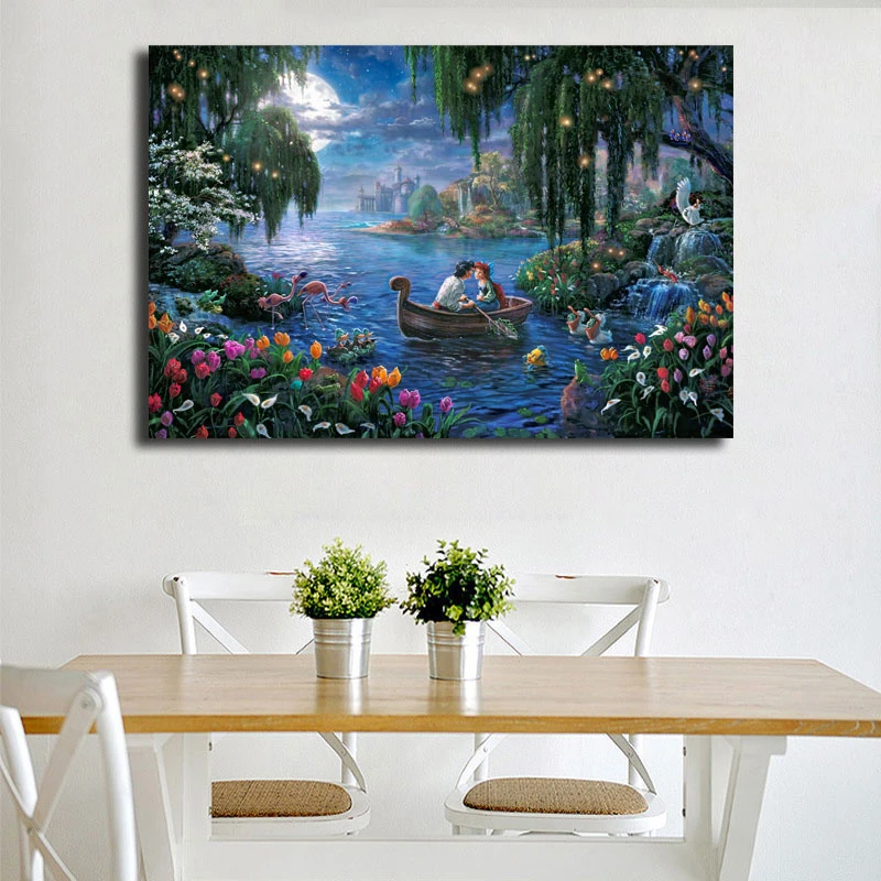 

The Little Mermaid By Thomas Kinkade HD Canvas Painting Print Bedroom Home Decor Modern Wall Art Oil Painting Poster Framework