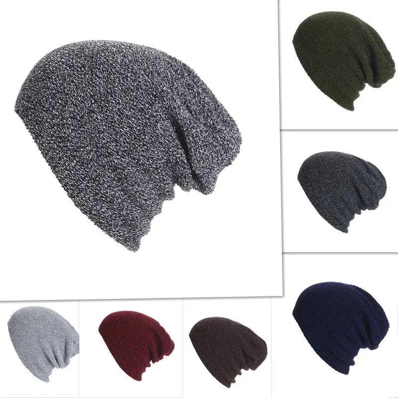 Unisex Winter Knitted Beanies Cap Solid Color Hat Warm Soft Beanie