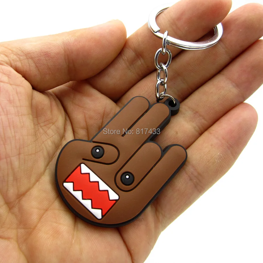 

10pcs soft rubber domomode domo kun domokun Shocker Hand palm keychain keyring key chain ring