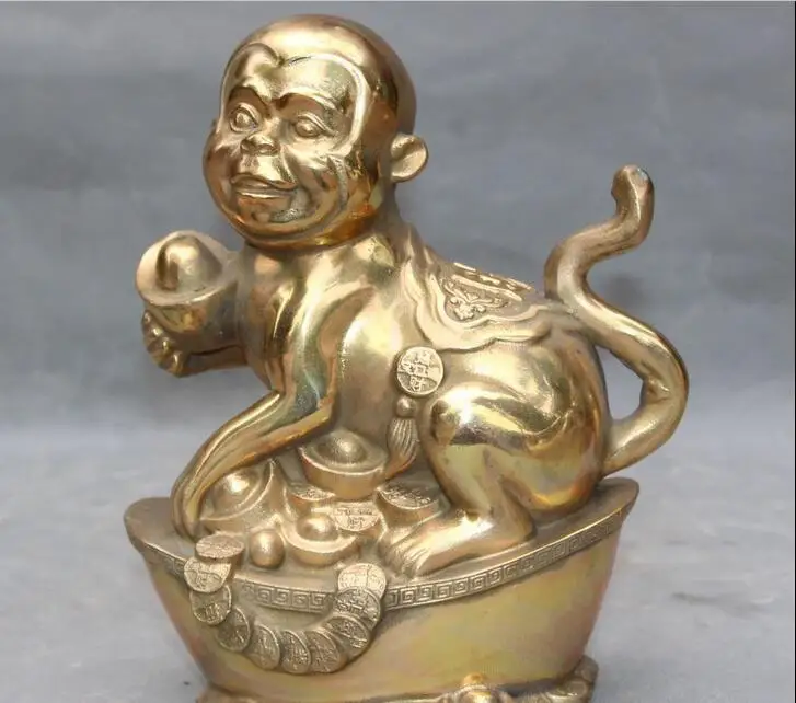 

Marked China Folk Feng shui Bronze Wealth Money Zodiac Year Animal Monkey Statue