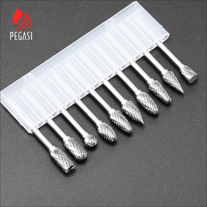 

PEGASI10pcs tungsten carbide drill bits for metal burr tungstenio burs cnc milling cutter dremel mini cone drill set ferramentas