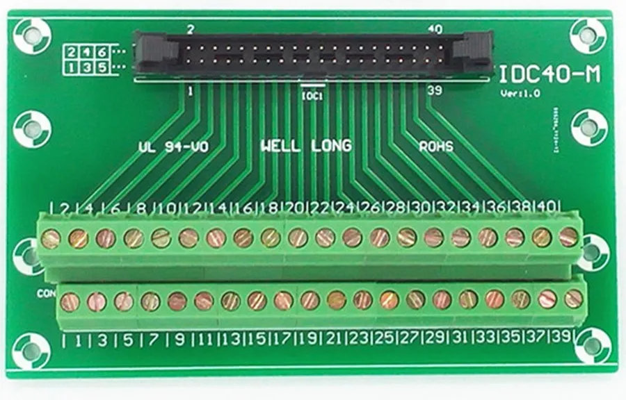 IDC40 2x20 шпильки 0,1 "Мужской верхняя переходная плата, клеммный блок, разъем