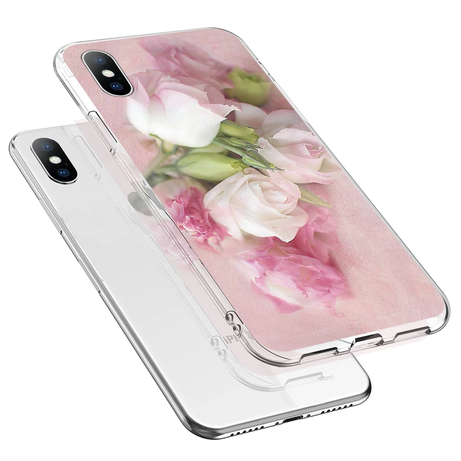 

The Case For iPhone X 8 7 7Plus Case Shockproof Phone Cases For iPhone 6 S Plus XS MAS XR Flowers Floral Case Cover Capa Coque