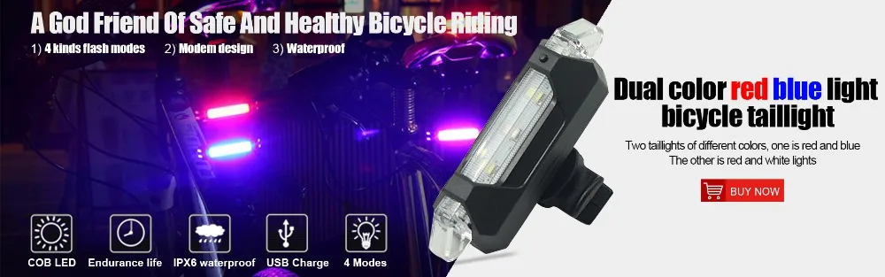 Excellent WasaFire New Bicycle Rear Light Fietsverlichting Red Blue Bike Tail Light Luz Bicicleta Farol Bike Led Lanterna Cycling Light 0