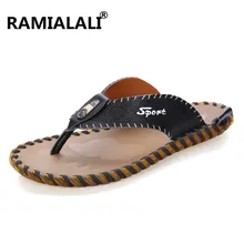 Ramialali/Роскошные брендовые новые мужские шлепанцы из натуральной кожи; летние модные пляжные сандалии; мужская обувь