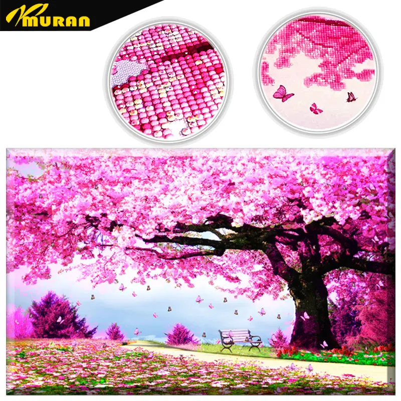 

muran Landscape painting Romantic cherry trees 5D Diamond Painting Diamond Embroidery Cross Stitch 3D Diamond Mosaic