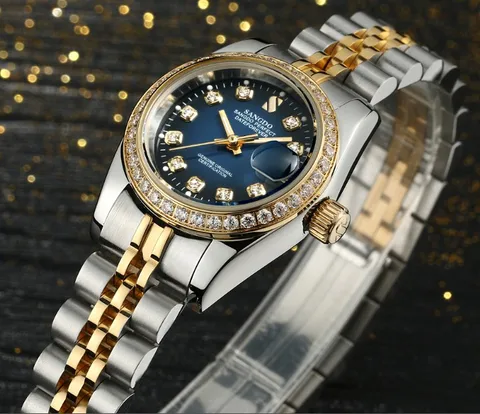 Relógios para Mulheres de Luxo de Alta Sangdo Azul Dial Movimento Automático Auto-vento Relógios Mecânicos Qualidade 022 s 28 mm Mod. 115512