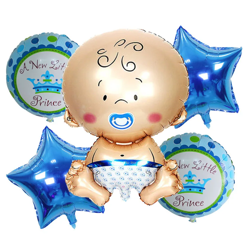 Фольгированные шары для торта ко дню рождения воздушный шар с гелием globos Дети надувные игрушки Воздушные шары с днем рождения воздушные шары вечерние поставки 5 шт - Цвет: baby boy blue