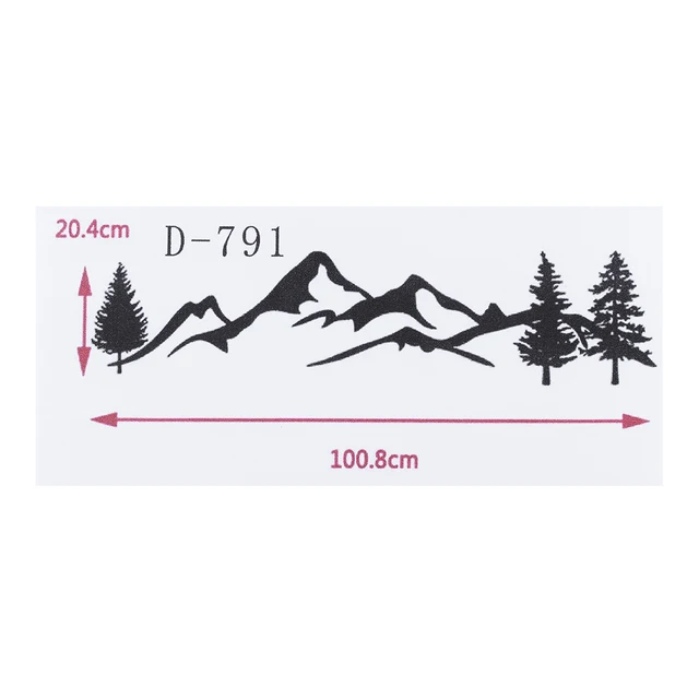 100cm Black/White Tree Mountain Car Decor PET Forest Sticker Auto Decal For SUV RV Camper Offroad Car Styling 1
