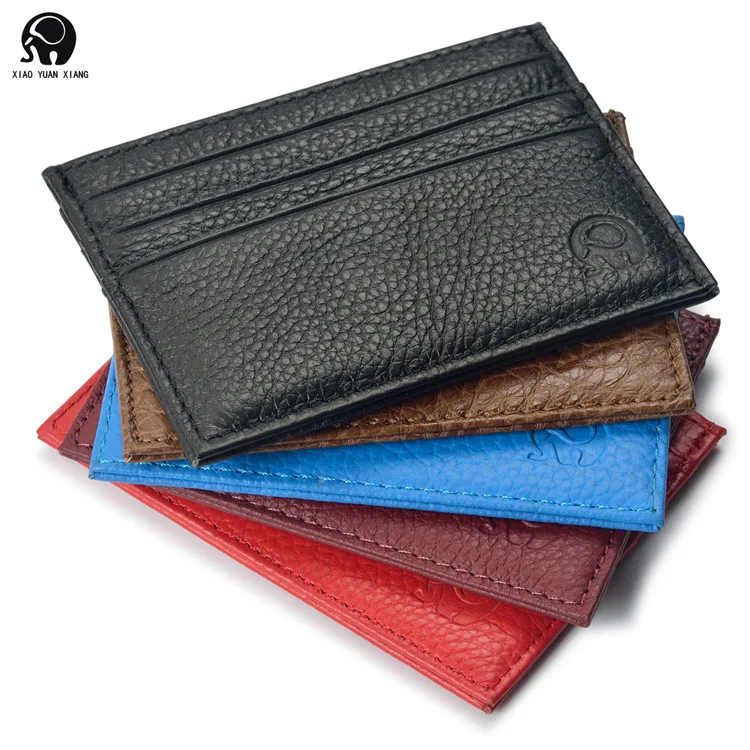 

HUIMENG Fashion Vintage Retro Texture Mini ID Holders Business Credit Card HolderGenuine Leather Slim Bank Case Purse Wallet