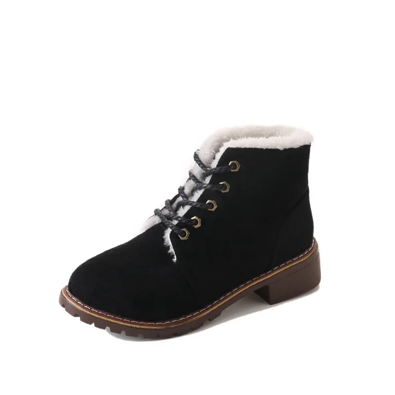 

2018 winter new Korean version of the round head front tie warm fashion student casual ladies Martin boots black ljj 0108