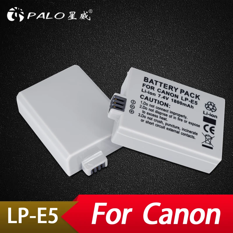 

Palo 2Pcs 7.4V 1800mAh LP-E5 LP E5 LPE5 Rechargeable Battery Digital Camera Li-ion Battery for Canon 450D 500D 1000D