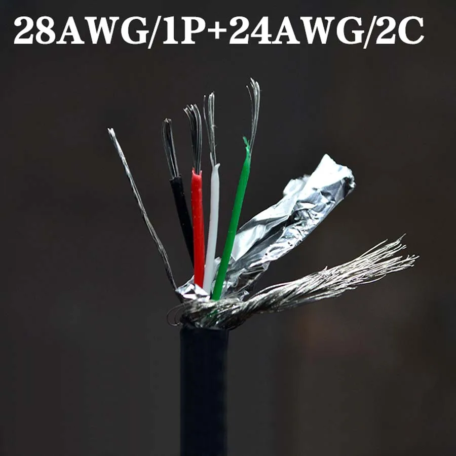 1 метр ul2725 кабель для DIY USB разъем 28AWG/1P+ 24AWG/2C+ заземление с экранированным проводом удлинитель зарядный кабель