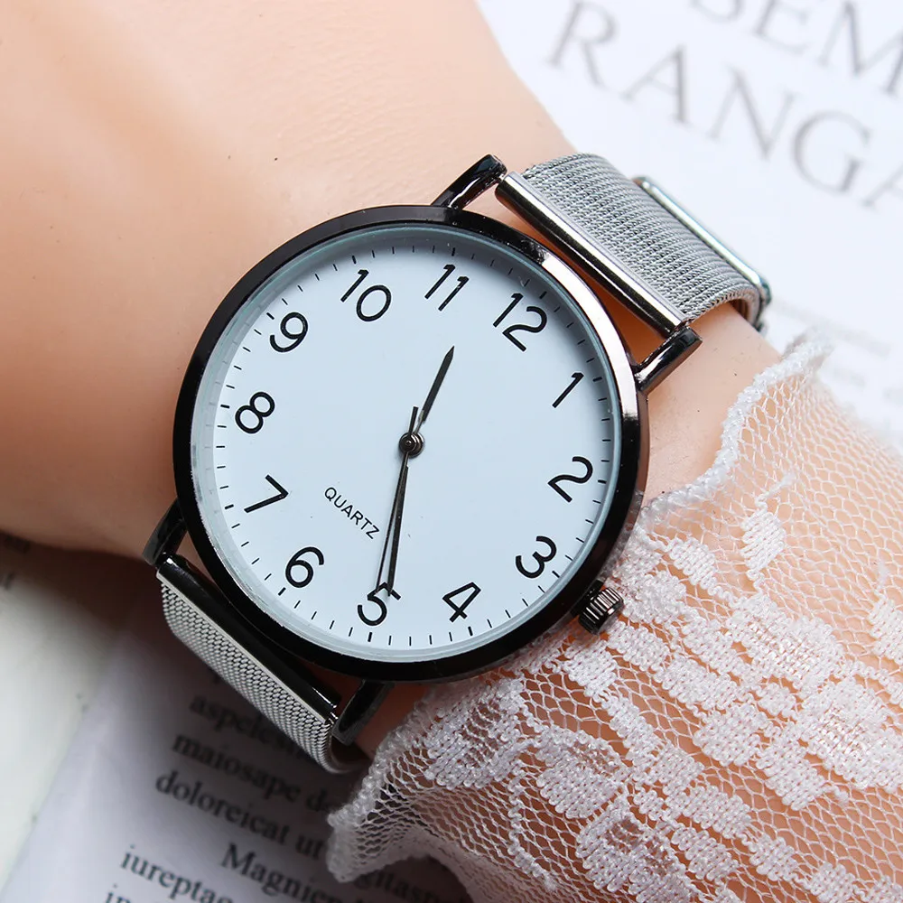 

New 2019 Unisex Simple Business Fashion Steel Strip Quartz Wrist Watch Dropshipping 0807