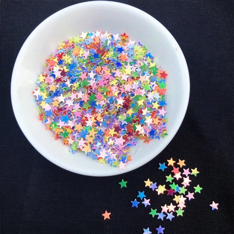 10 г/упак. сверкающие Ложные Nail Звезда блестки 4 мм Star Glitter пайетками порошок ремесло ногтей ткани блесток, слизь Свадьба Decro