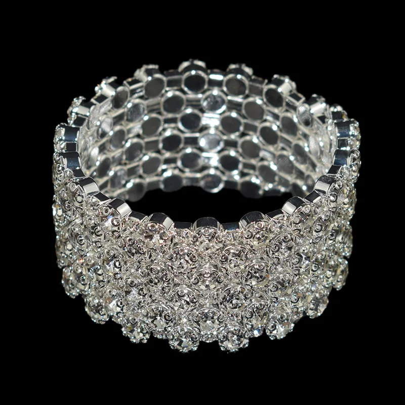 Multi-layer Full Drill Arm Around Bracelets Bangles Women Wedding Gift Gold Silver Plated Rhinestone Bangles Jewelry