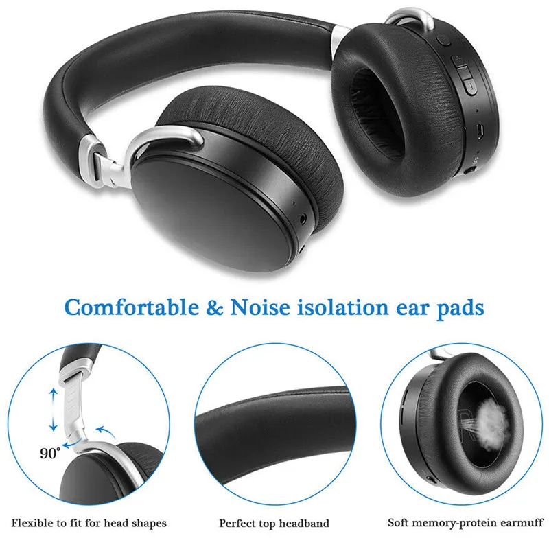 Wireless bluetooth headphone Digital foldable Headset anc active noise cancelling headphone earphone with Microphone  (7)