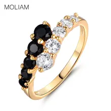 MOLIAM Fashion Classic Rings for Women Gold-Color White & Black Crystals CZ Engagement Love Ring Jewellery MLR110