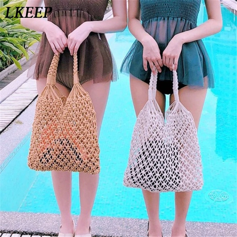 

New Mesh Shopping Bag 2019 Reusable String Fruit Storage Handbag Totes Women Shopping Mesh Net Woven Bag Shop Grocery Tote Bag