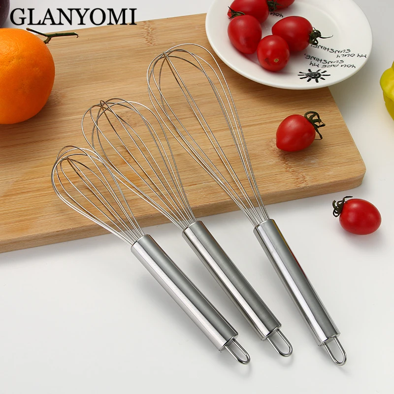

(8/10/12 Inches) Stainless Steel Egg Beater Hand Manual Whisk Mixer Blender Kitchen Tools
