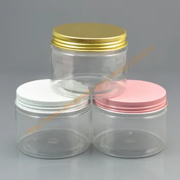 

Cosmetic packaging 150g transparent plastic bottle PET Cream jar 150ml Food pot with white/pink/gold aluminum cap