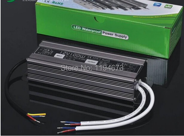 DHL Free shipping 100W waterproof led power supply for led strip light 12V output constant voltage driver 2 year warranty 2pcs
