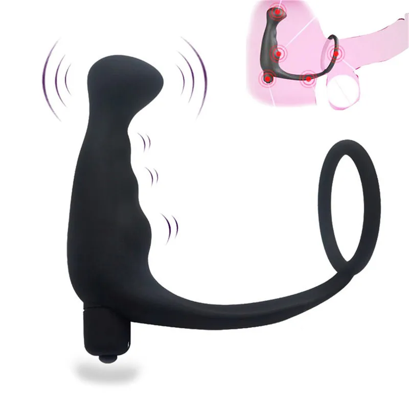 Male Silicone Vibrator for Men Anal Sex Toys Butt Plug Vibrating Prostate Stimulator Penis Massager Ring Masturbator |