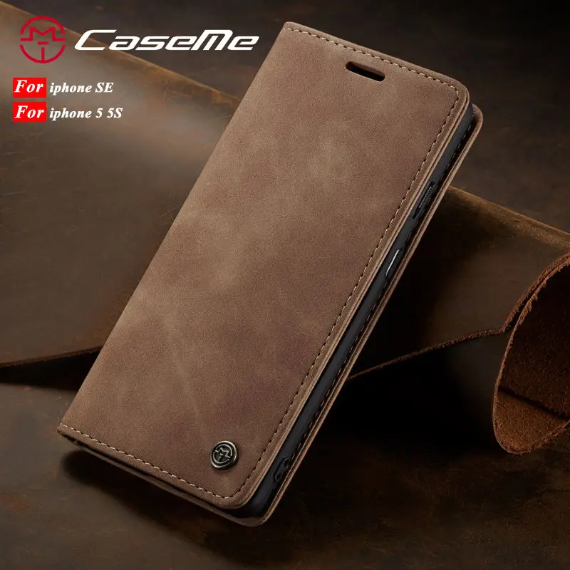 

For iphone 5 5S Case Luxury Business Matte PU Leather Flip Wallet Book Phone Cover For iphone SE Case Coque iphone 5S Cover Capa