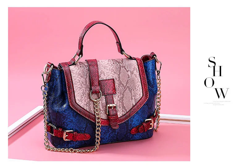 Female Designer Luxury Tote Stylish Snake Skin Print Handbag for Women Big Fashion Leather Shoulder Bag Panelled Crossbody Purse (6)