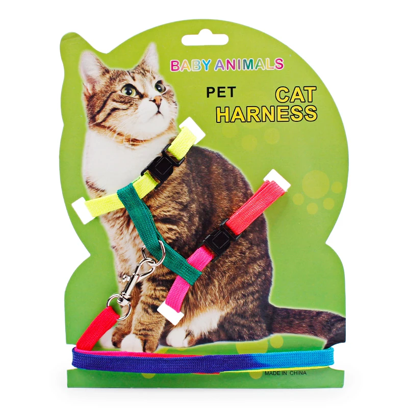 Поводок для кролика, поводок для кошки, регулируемый модный ошейник для питомца, шлейка для кошек, разноцветный поводок для кошек