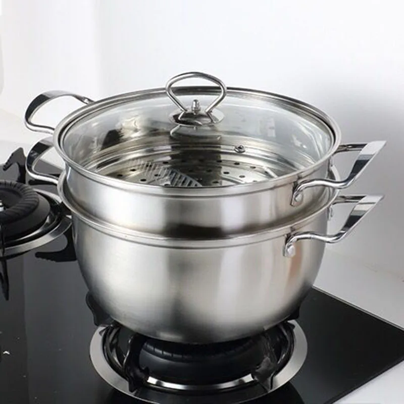 Cena Garnek ze stali nierdzewnej 1.5L 4L podwójne dno garnek do zupy niemagnetyczne gotowania wielofunkcyjny naczynia non stick Pan ogólne zastosowanie Hotpot