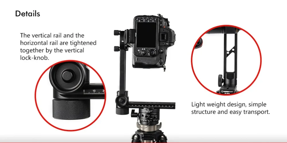 SUNWAYFOTO CR-3015A 360 градусов VR панорамная головка штатива легкое вращение вертикальной рельсы на 180 градусов для четкой съемки Nadir