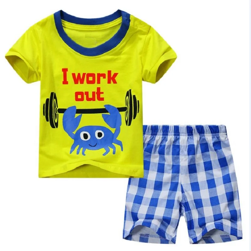 Костюм капитана для маленьких мальчиков; костюмы пиратов; детская одежда; летние пижамы для мальчиков; одежда для сна; футболки; топы; короткие штаны; комплект - Цвет: A45