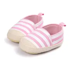 Мягкая подошва одежда для малышей Обувь для девочек и мальчиков в полоску Обувь прекрасный младенец Обувь для малышей 0-18 м милые Обувь для