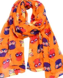 Новые носки с принтом Совы шарфы, шали Мода длинные шарф с животными широкий шарф хиджаб глушитель 6 Цвет - Цвет: Мандарин