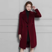 Hchenli Brand Wool Coat Women Large Classic Blends Dark Blue Long Jacket Coat Female Ladies Outerwear Windbreaker Trench Coats