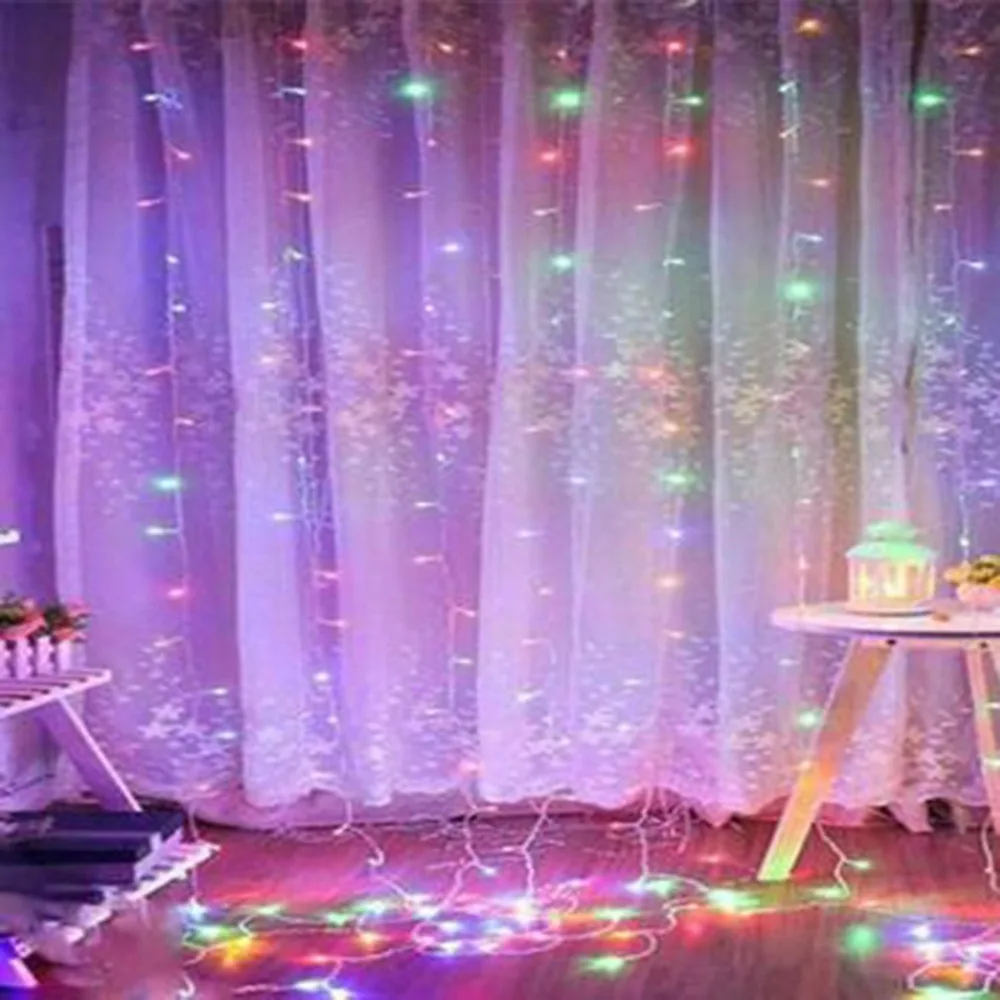 Светодиодный гирлянда для штор 3*1 м, 3*2 м, 3*3 м рождественские уличные водонепроницаемые праздничное свадебное украшение маленькие фонари оптом