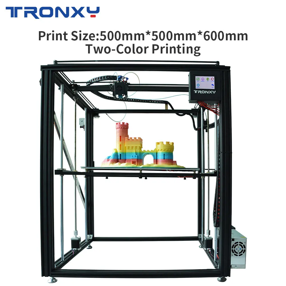 TRONXY Большой DIY 3d принтер Циклоп 2 в 1 из двойной цвет экструдер Тепло Кровать сенсорный экран большой размер 500*500*600 мм X5ST-500-2E