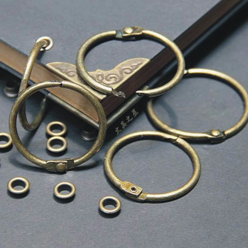 Metal binder ring 10Pcs/Lot Open Binding Ring Knock Bronze Vintage Book Ring Open Circle Iron Buckle DIY Album Loose Leaf Book
