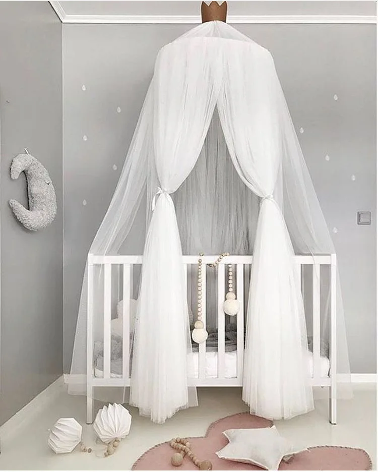 

A,Canopy Bed Mosquito Net Decoration Home Bed Curtain Round Crib Netting Baby Tent Light Chiffon Yarn Hung Dome Mosquit Net