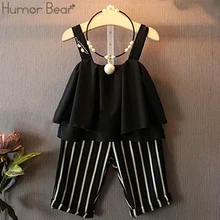 Humor Bear/детская одежда; модные летние комплекты одежды для девочек; модная шифоновая одежда на бретельках+ штаны в полоску; детская одежда для девочек