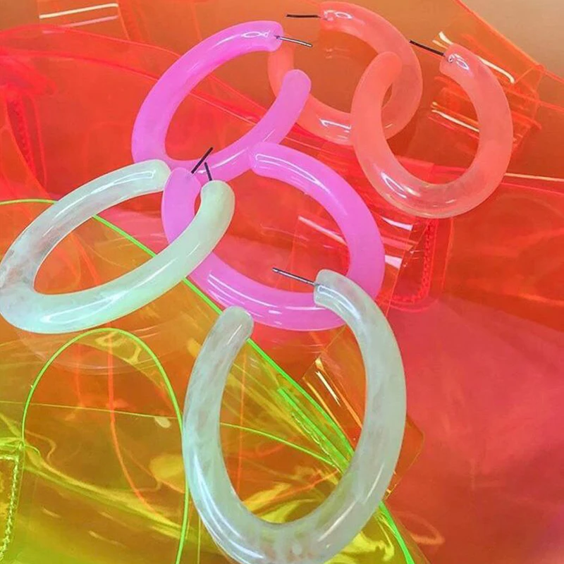 

Solememo Special Fashion Neon Red Orange Green Earrings For Women Girls Big Circle Hoop Earring Punk Fluorescent Jewelry E5285