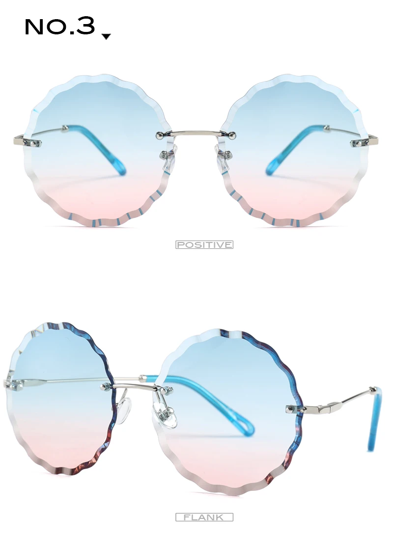TAOTAOQI RoundSunglasses модные женские туфли Роскошные Брендовая Дизайнерская обувь солнцезащитные очки без оправы для женщин очки UV400 Óculos